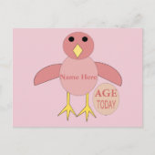 Carte postale Fille Chick d'anniversaire rose pers (Devant)