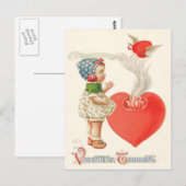 Carte Postale Fille Cœur Ailes Flèche Feu (Devant / Derrière)