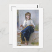 Carte Postale Fille coudre, Bouguereau (Devant / Derrière)