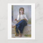 Carte Postale Fille coudre, Bouguereau (Devant)