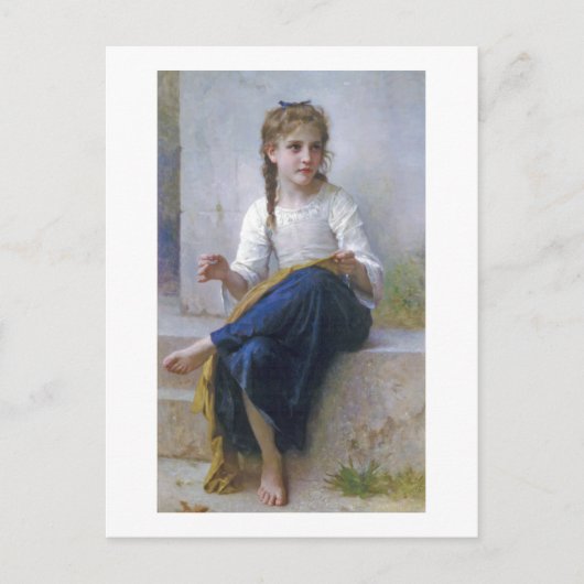 Carte Postale Fille coudre, Bouguereau (Devant)