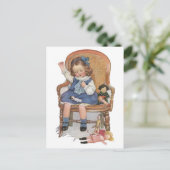 Carte Postale Fille coudre des Dollies (Debout devant)