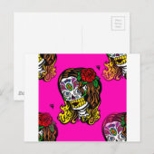 Carte Postale fille crâne de sucre (Devant / Derrière)