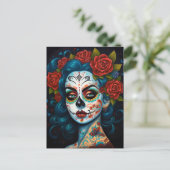 Carte Postale Fille Crâne de Sucre Jour des Morts (Debout devant)