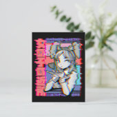 Carte Postale Fille d'anime rétro japonaise esthétique Vaporwave (Debout devant)
