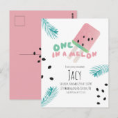 Carte Postale Fille d'anniversaire à la pastèque / Une pastèque  (Devant / Derrière)