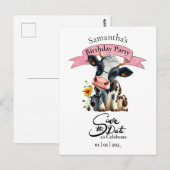 Carte Postale Fille d'anniversaire de vache  (Devant / Derrière)