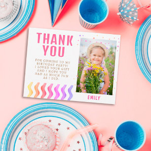 Carte Postale Fille d'anniversaire étoiles colorées Merci Photo