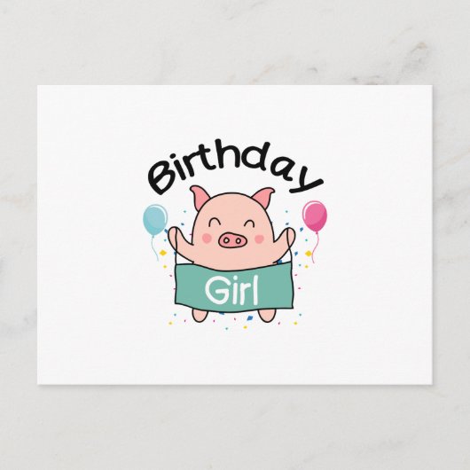 Carte Postale Fille d'anniversaire Joyeux Oreille de cochon (Devant)