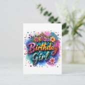 Carte Postale Fille d'anniversaire léopard floral (Debout devant)