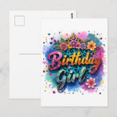 Carte Postale Fille d'anniversaire léopard floral (Devant / Derrière)