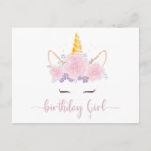 Carte Postale Fille d'anniversaire licorne écriture moderne (Devant)