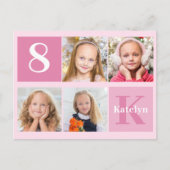 Carte Postale Fille d'anniversaire photo Jolie Monogramme Rose C (Devant)