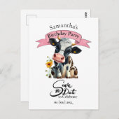 Carte Postale Fille d'anniversaire vache (Devant / Derrière)