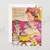 Carte Postale Fille d'anniversaire vintage des années 1940 (Devant / Derrière)