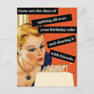 Carte Postale Fille d'anniversaire vintage drôle soufflant des b