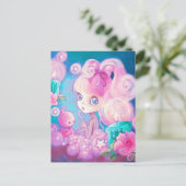 Carte Postale Fille dans Bain de Bubblebath avec bougies et Rose (Debout devant)