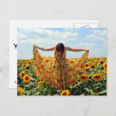 Carte Postale Fille dans le champ de tournesol (Devant / Derrière)