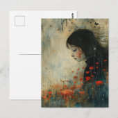 Carte Postale Fille dans les fleurs (Devant / Derrière)