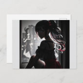 Carte Postale Fille dans l'ombre (Devant / Derrière)