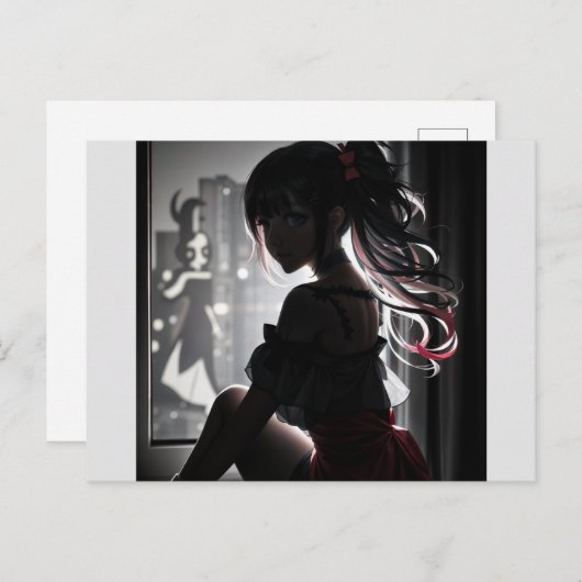 Carte Postale Fille dans l'ombre (Devant / Derrière)