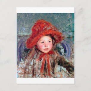 Carte Postale Fille dans un grand Casquette rouge, Mary Cassatt
