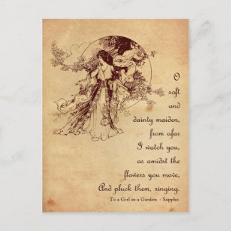 Carte Postale Fille dans un jardin