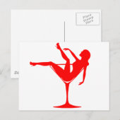 Carte Postale Fille dans un verre à cocktails (Devant / Derrière)