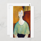 Carte Postale Fille dans une blouse verte, Modigliani (Devant / Derrière)