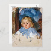 Carte Postale Fille dans une Bonnet Bleue, Mary Cassatt (Devant / Derrière)
