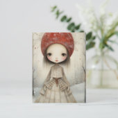 Carte Postale Fille dans une forêt hivernale (Debout devant)