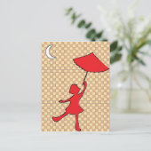 Carte Postale Fille dansant avec son parapluie (Debout devant)