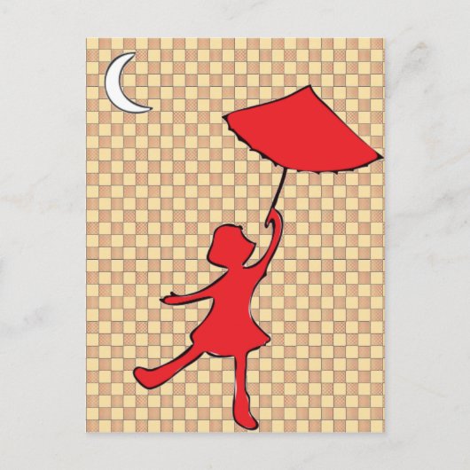 Carte Postale Fille dansant avec son parapluie (Devant)