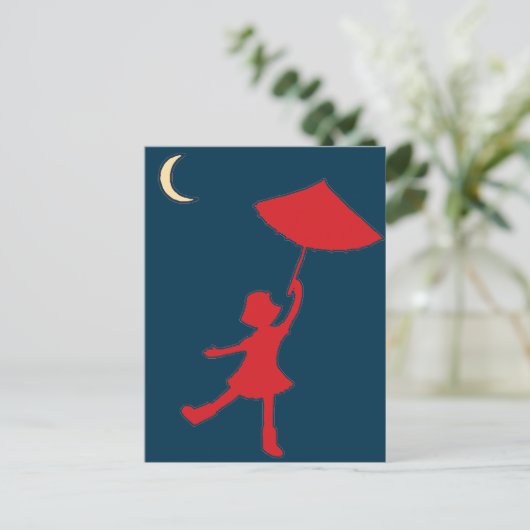 Carte Postale Fille dansant avec son parapluie (Debout devant)