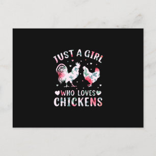 Carte Postale Fille d'art de poulet qui aime les poulets