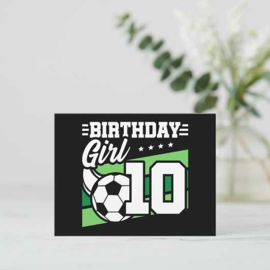 Carte Postale Fille de 10 ans foot-ball anniversaire 10e anniver (Debout devant)