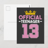 Carte Postale Fille de 13 ans Princesse adolescente officielle (Devant / Derrière)