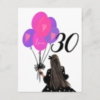 Fille de 30 ans d'anniversaire avec un bouquet de