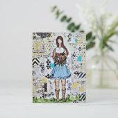 Carte Postale Fille de campagne. Art multimédia mixte original (Debout devant)