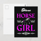 Carte Postale Fille de cheval avec nom (Devant / Derrière)