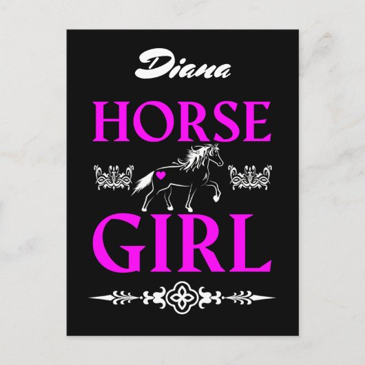 Carte Postale Fille de cheval avec nom (Devant)