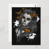 Carte Postale Fille de crâne à sucre (Devant / Derrière)