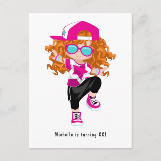 Carte Postale Fille de danse hip hop rap Breakdance Fête d'anniv (Devant)