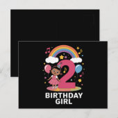 Carte Postale Fille de deux ans anniversaire Fille mignonne 2e a (Devant / Derrière)