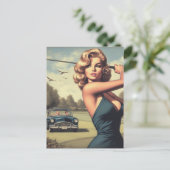 Carte Postale Fille de golf rétro (Debout devant)