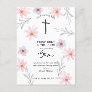 Carte Postale Fille de la première communion florale
