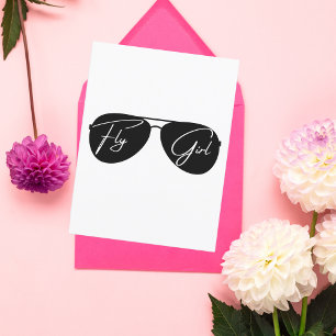 Carte Postale Fille de l'air, Lunettes de soleil Aviator, Scénar