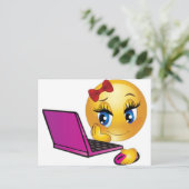 Carte Postale Fille de l'Emoji d'Ordinateur Portable (Debout devant)
