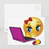 Carte Postale Fille de l'Emoji d'Ordinateur Portable (Devant / Derrière)