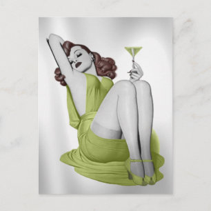 Carte Postale Fille de Martini en vert